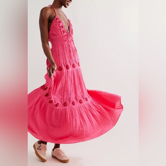 🎉LAST PIECE🎉FREE PEOPLE Real Love Embroidered Maxi Dress - Picture 12 of 13